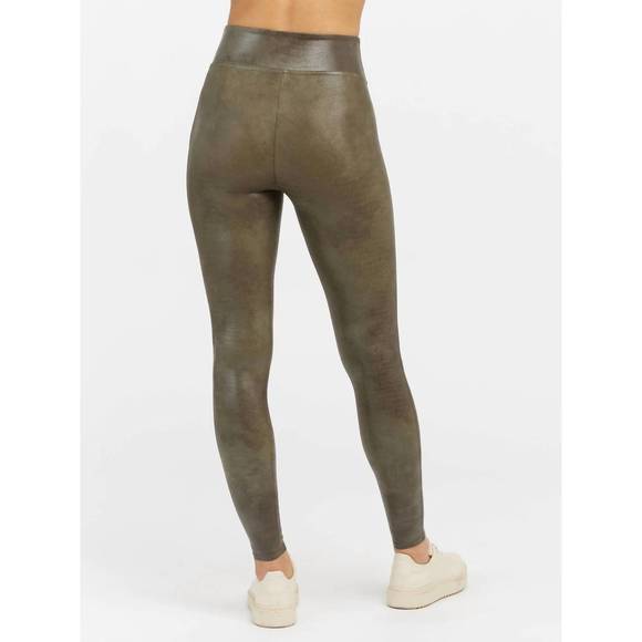 NEW SPANX faux leather croc legging in dark olive - Picture 4 of 4